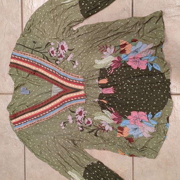 Anthropologie Bl-nk Stephanie Embroidered Floral Blouse Size Large - Picture 2 of 5